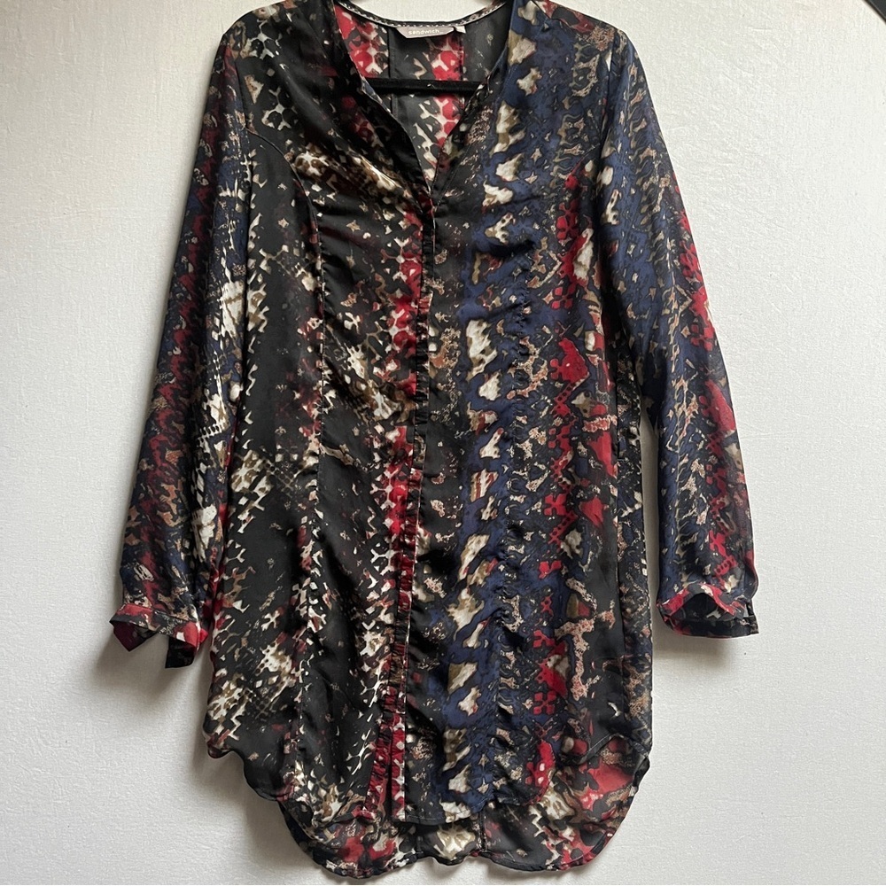 Sandwich Sheer Button Up Blouse Patterned Long Sleeve Sz 8